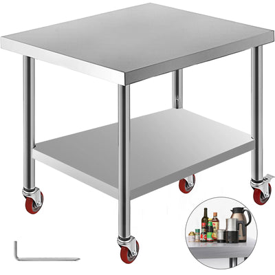 Stainless Steel Kitchen Work Bench Table with Casters