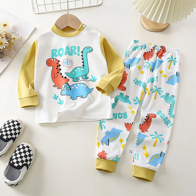 Kids' Unisex Cartoon Print Cotton Pajama Set
