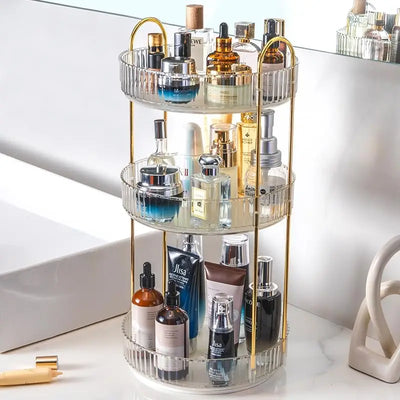 3-Tier Rotating Clear Makeup and Skincare Organizer