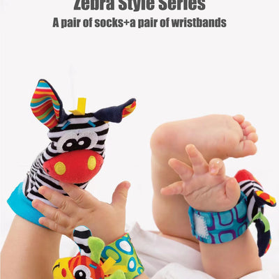 Baby Wrist Rattle Socks Sensory Toy Set 4-Pack 0-12 Months
