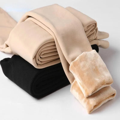 Women's Solid Velvet High-Waist Warm Winter Leggings