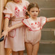Baby Girls' Floral Embroidery Linen Cotton Romper Dress