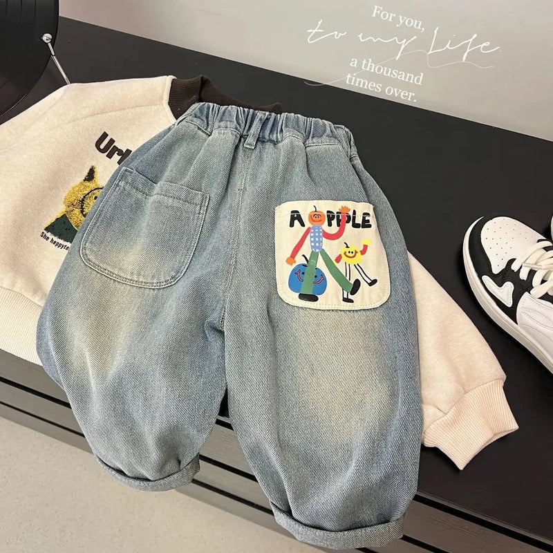 Toddler Boys' Anime Print Elastic Waist Denim Jeans