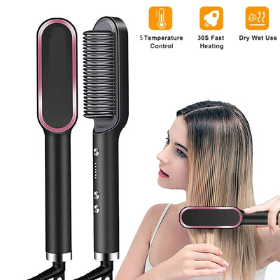 PTC Heated Electric Hot Comb Hair Straightener