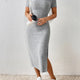 Women's Knit Square Collar Side-Slit Mini Dress