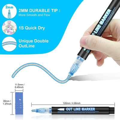 Double Line Outline Art Marker Pens 36 Colors