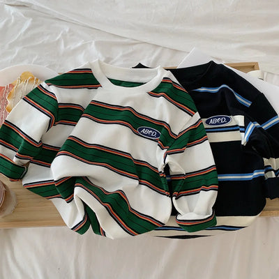 Kids' Striped Long Sleeve Cotton Top Ages 2-7