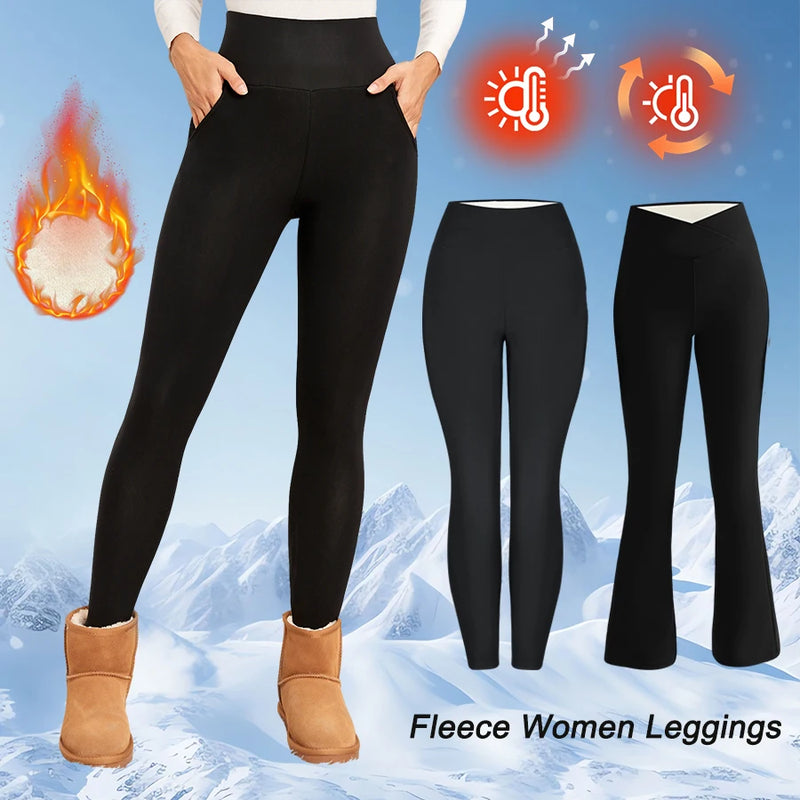 Women's Fleece-Lined Flared Thermal Leggings