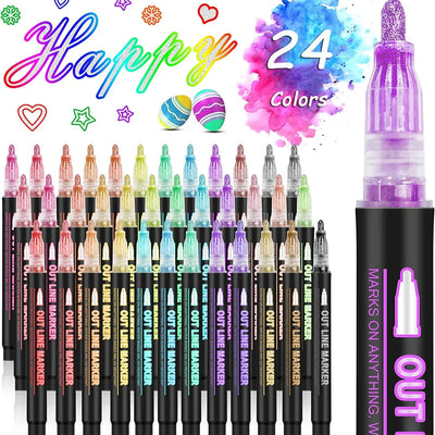 Double Line Outline Art Marker Pens 36 Colors