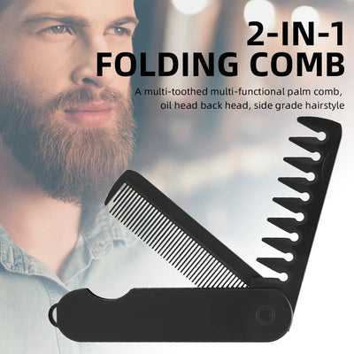 Barber Folding Wide-Tooth and Beard Comb Set