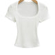 Women's Square Collar Slim-Fit Stretch Crop Top