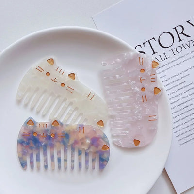 Cute Cat Acetate Wide Tooth Anti-Static Hair Comb