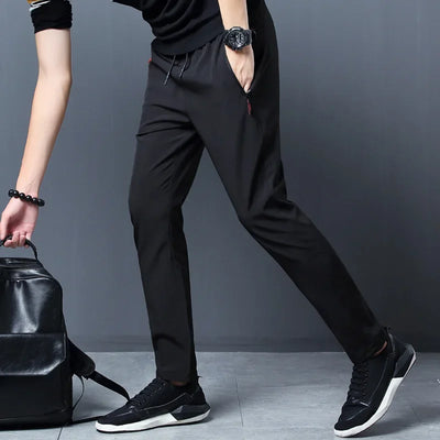 Men's Slim Fit Casual Pants with Elastic Waist