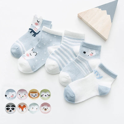 Infant Baby Socks 5-Pack Cotton Mesh Ages 0-2