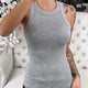 Women's Solid Ribbed Elastic O-Neck Tank Top