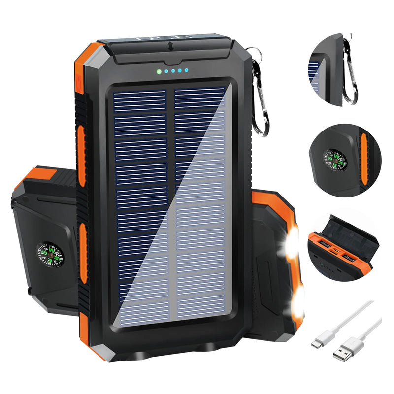 20000mAh Solar Power Bank with Flashlight Waterproof
