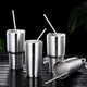 Reusable Stainless Steel Metal Straws 4-Pack with Case