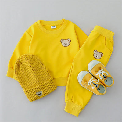Kids' Bear Print 2-Piece Long Sleeve Top and Pants Set