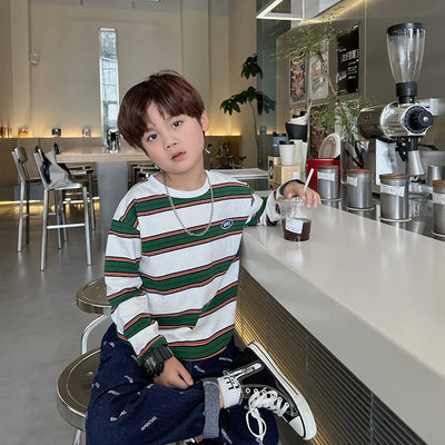 Kids' Striped Long Sleeve Cotton Top Ages 2-7