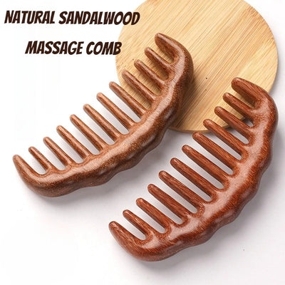 Natural Sandalwood Anti-Static Wide Tooth Detangling Comb
