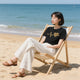 Women's Leopard and Heartbeat Print Short Sleeve Tee