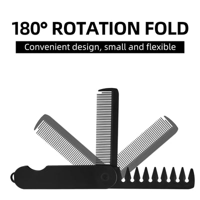 Barber Folding Wide-Tooth and Beard Comb Set