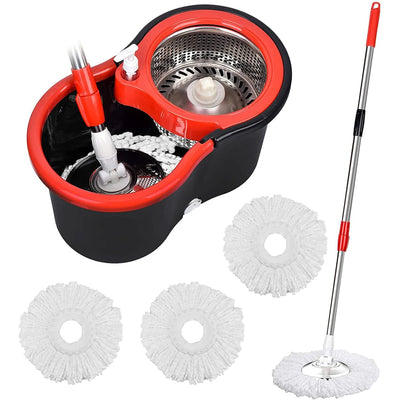360 Spin Mop and Bucket Set with 3 Microfiber Heads