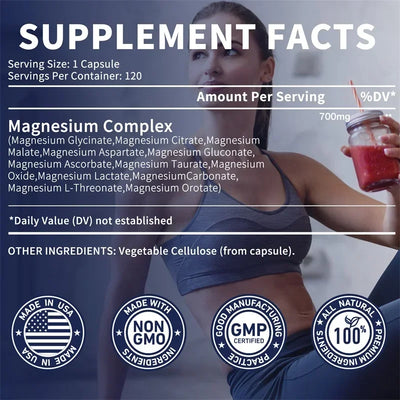 Magnesium Complex Supplement for Bone and Heart Health 120 Caps