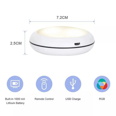 USB Rechargeable RGBW LED Cabinet Puck Light with Remote
