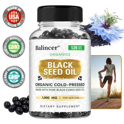 Organic Black Cumin Seed Oil 1000mg Supplement Non-GMO