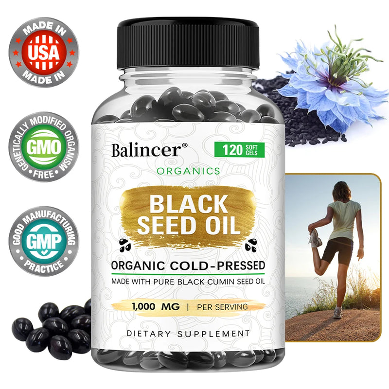 Organic Black Cumin Seed Oil 1000mg Supplement Non-GMO