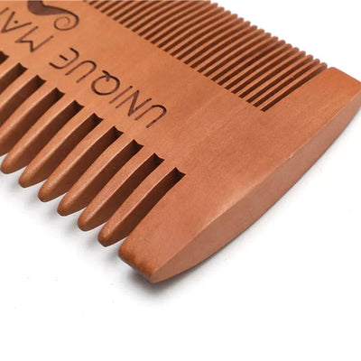 Men's Wooden Beard Comb with Leather Case