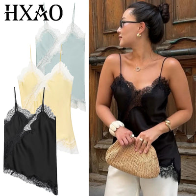 Women's Y2K Lace Off-Shoulder Asymmetric Camisole