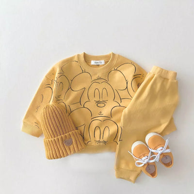 Baby Cartoon Print T-Shirt and Shorts Tracksuit Set