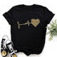 Women's Leopard and Heartbeat Print Short Sleeve Tee