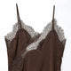 Women's Lace Trim Backless Satin Slip Dress