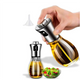 Oil Sprayer, Extremely Precise Oil Spray Bottle with funnel,Made of Stainless Steel and Glass, 200ML Oil Sprayer for Cooking