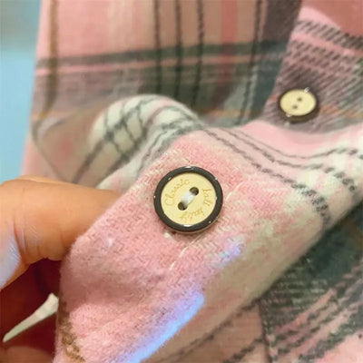 Kids' Retro Plaid Lapel Long Sleeve Shirt