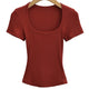 Women's Square Collar Slim-Fit Stretch Crop Top