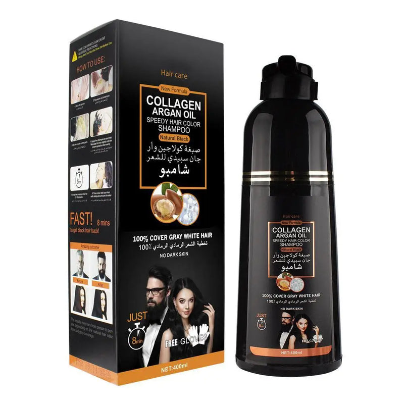 3-in-1 Collagen Argan Oil Black Hair Dye Shampoo 500ml