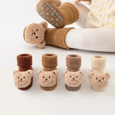 Baby Cartoon Bear Anti-Slip Thick Cotton Socks