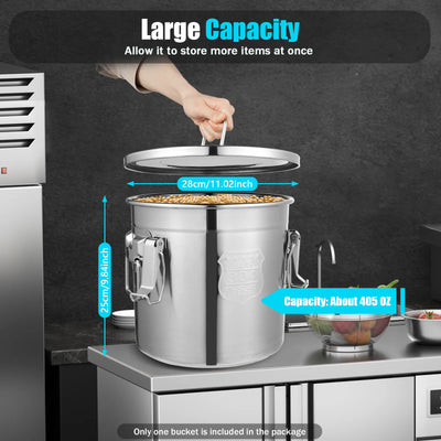 12L Airtight Stainless Steel Food Storage Container