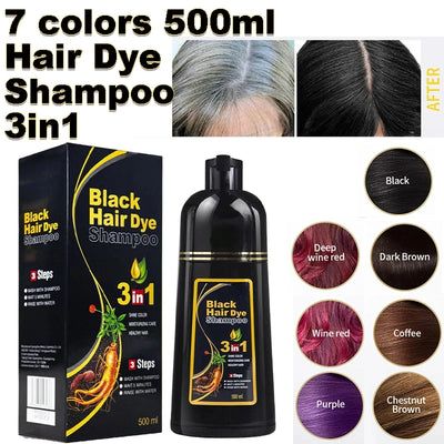 3-in-1 Instant Color Hair Dye Shampoo