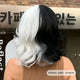 Cruella Black and White Wavy Mid-Length Cosplay Wig with Bangs