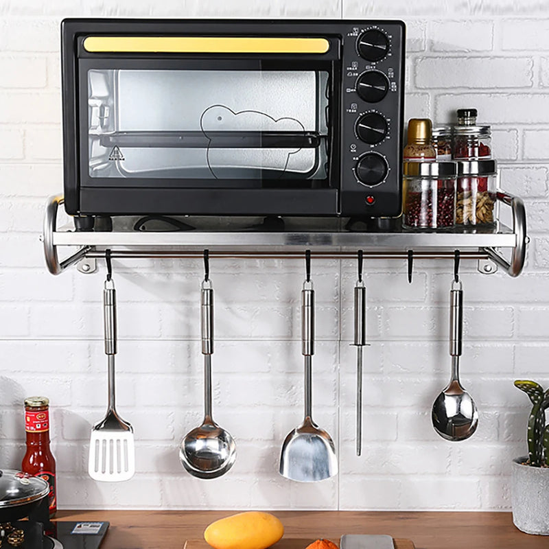 Stainless Steel Wall-Mounted Microwave Oven Shelf Rack