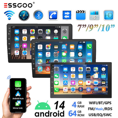 ESSGOO 2-DIN Android 14 Car Stereo with CarPlay and GPS