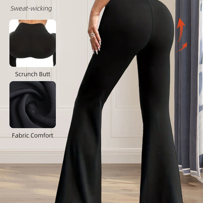 Women's High-Waist Slim Flared Wide-Leg Pants