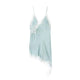Women's Lace Trim Backless Satin Slip Dress