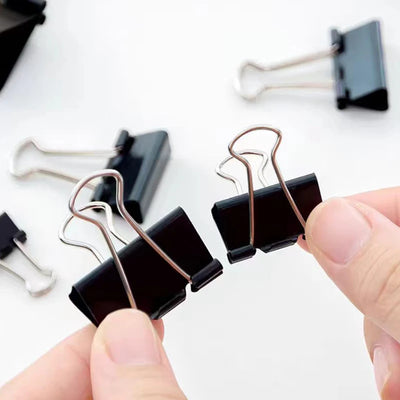 Black Metal Binder Clips 10-Pack Multi-Size