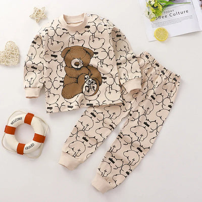 Kids' Cotton Pajama Set Long T-Shirt and Pants
